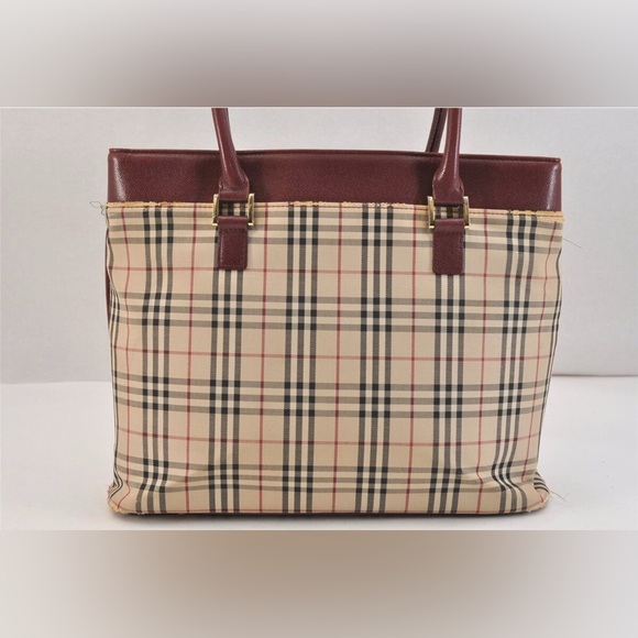 Auth Burberry Square Front Slip Pocket Tote - Picture 5 of 13